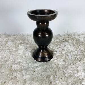 Heavy Bronze Metal Candlestick 7" x 4"